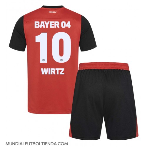 Camiseta Bayer Leverkusen Florian Wirtz #10 Primera Equipación Replica 2024-25 para niños mangas cortas (+ Pantalones cortos)
